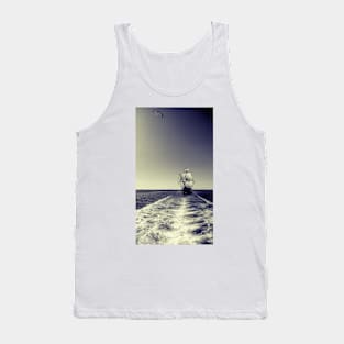 Boat and seagull - bnw cross Tank Top